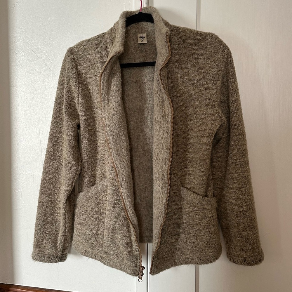 Prana fitted medium tan beige zip up fleece